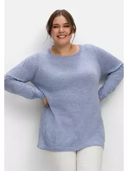 Свитер sheego, цвет mittelblau meliert