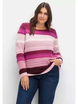 Свитер sheego, цвет ros gestreift