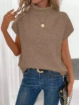 Свитер Shein Lune с высоким воротом, хаки