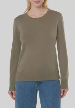 Свитер шелково-кашемировый Мадрид, круглый вырез, женский Galeria, хаки