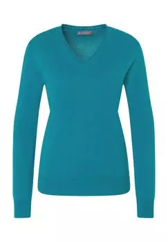 Свитер шелково-кашемировый «Монако», V-образный вырез, женский Galeria, цвет Ocean