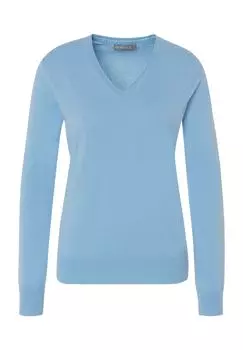 Свитер шелково-кашемировый «Монако», V-образный вырез, женский Galeria, синий
