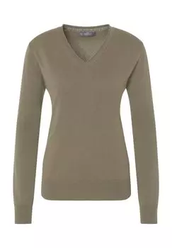 Свитер шелково-кашемировый «Монако», V-образный вырез, женский Galeria, хаки