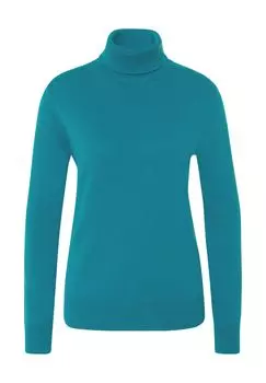 Свитер шелково-кашемировый с высоким воротником «Флоренция», манжеты в рубчик, женский Galeria, цвет Ocean