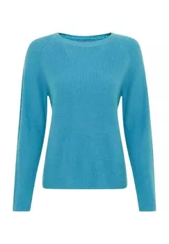 Свитер шелково-кашемировый «Турин», ребристая структура, женский Galeria, цвет Turquoise