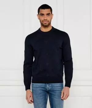 Свитер шерстяной Boss H-Bahelo Regular Fit, синий
