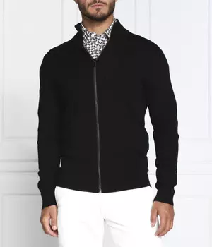 Свитер шерстяной Calvin Klein Regular Fit на молнии, черный