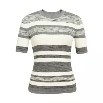 Свитер шерстяной Deep Breath в красочную полоску, серый / белый