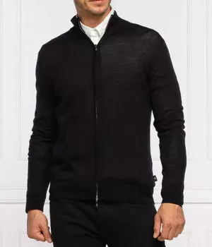 Свитер шерстяной Emporio Armani Regular Fit на молнии, синий