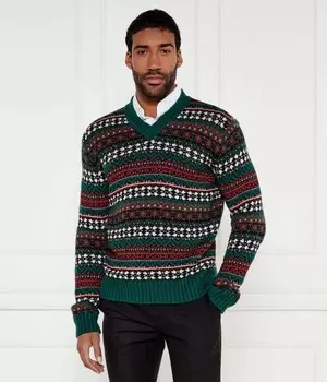 Свитер шерстяной Hugo Sissoh Regular Fit, зеленый