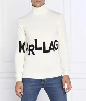 Свитер шерстяной Karl Lagerfeld с принтом, бежевый