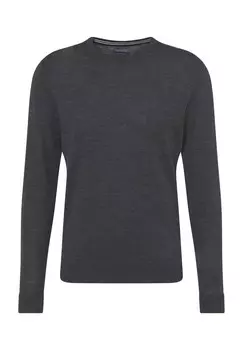 Свитер шерстяной, манжеты в рубчик, мягкий, мужской Galeria, цвет Anthrazit Mel