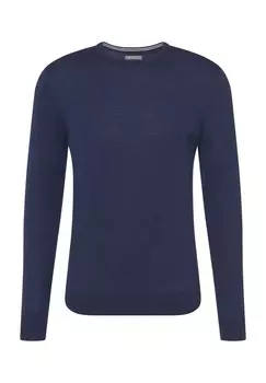 Свитер шерстяной, манжеты в рубчик, в крапинку, мужской Galeria, цвет Navy Melange