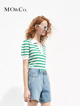 Свитер шерстяной Moco Moanke с воротником-поло, красный / белый