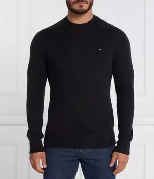 Свитер шерстяной Tommy Hilfiger с круглым вырезом, черный