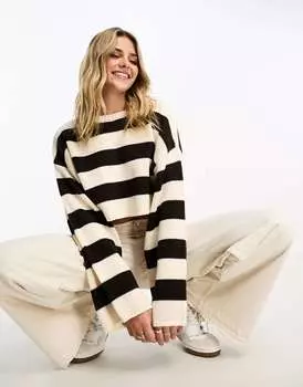 Свитер шоколадного цвета в широкую полоску Miss Selfridge