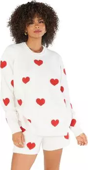 Свитер Show Me Your Mumu Go To Sweater, цвет Tossed Heart Knit Red