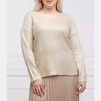 Свитер синего цвета стандартного кроя больших размеров Persona By Marina Rinaldi, золотой