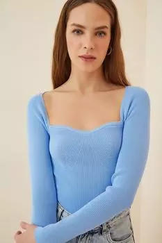 Свитер - Синий - Приталенный крой Happiness stanbul