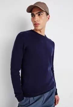 Свитер Slhmax Structure Crew Neck Selected, цвет dark blue/navy