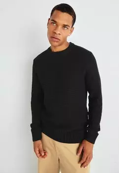 Свитер SLHTHIM STRUCTURE CREW NECK Selected, черный