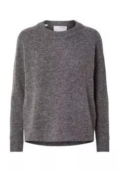 Свитер, смесь шерсти альпака, манжеты в рубчик, женский SELECTED FEMME, цвет Medium Gre