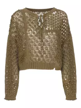 Свитер со шнуровкой и вырезами Y's, коричневый