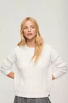 Свитер со спущенными плечами и косой строчкой Superdry, белый