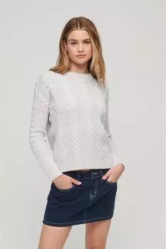 Свитер со спущенными плечами и косой строчкой Superdry, серый
