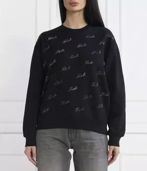 Свитер со стразами Loose fit Karl Lagerfeld, черный