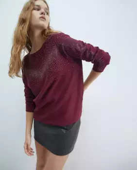 Свитер со стразами Sfera, цвет Granate