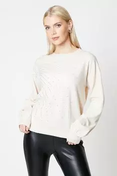 Свитер со стразами звездообразования Debenhams, белый