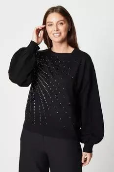 Свитер со стразами звездообразования Debenhams, черный