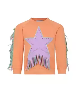 Свитер со звездами и бахромой Stella Mccartney, оранжевый