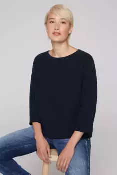 Свитер SOCCX с круглым вырезом, хлопок, синий