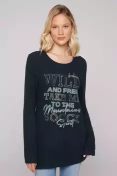 Свитер SOCCX с круглым вырезом, выполненный из флисового трикотажа, синий