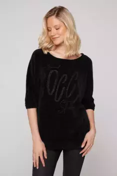 Свитер SOCCX с рукавами 3/4 и рукавами "летучая мышь", черный