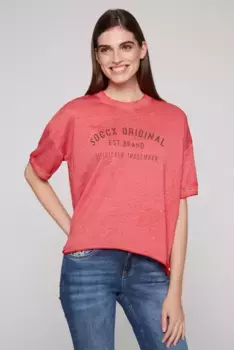 Свитер SOCCX со спущенными плечами, красный