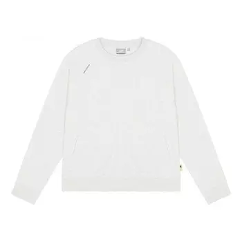 Свитер solid color casual round neck sports hoodie creamy white New Balance, белый