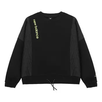 Свитер solid color drawstring round neck pullover hoodie black New Balance, черный