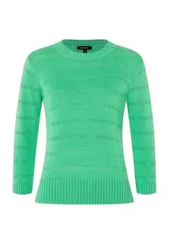Свитер спицами ажурного узора, рукава 3/4, женский MORE & MORE, цвет March Green