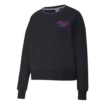 Свитер sport crew sweater 'black purple' Puma, черный