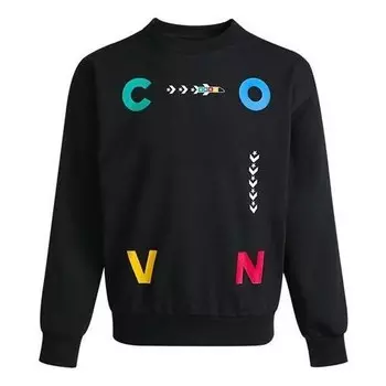Свитер sports contrast letter print crew neck sweatshirt 'black' Converse, черный