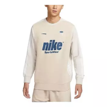 Свитер sportswear club crew neck sweatshirt 'beige' Nike, бежевый