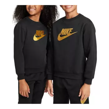 Свитер sportswear club fleece crew neck sweatshirt 'black gold' Nike, черный