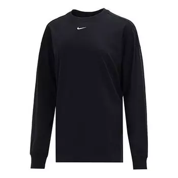 Свитер sportswear essential logo printing round-neck sweateshirt black Nike, черный