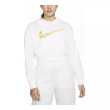 Свитер sportswear logo embroidered loose fleece hoodie white Nike, белый