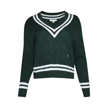 Свитер Sporty & Rich Cableknit V Neck 'Forrest', зеленый