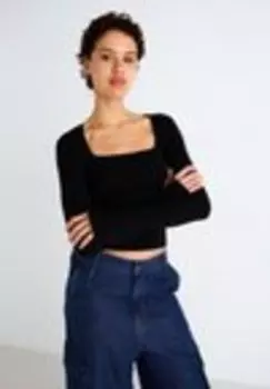 Свитер SQUARENECK Gina Tricot, черный