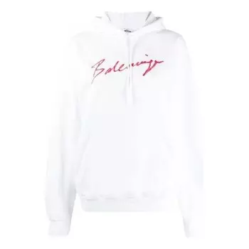 Свитер ss21 classic logo hooded long sleeves hoodie white Balenciaga, белый